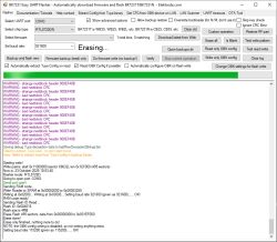 BK7231 Easy UART Flasher UI showing flash log and warning/error messages