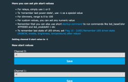 Screenshot of start value settings for channels with the option to remember the last state.