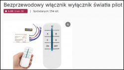 Bezprzewodowy pilot do włączania i wyłączania świateł z przyciskami A, B, C, D.