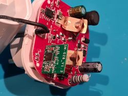 Interior of SM-028_V1.3 Module in Wi-Fi Plug Internal view of the SM-028_V1.3 module in a Wi-Fi plug.