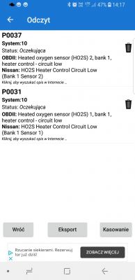 Nissan Almera 1.5, 98km - błędy P0031 i P0037 mimo wymiany sondy lambda (Delphy)