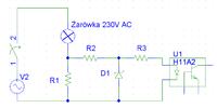 Elektroniczne zabezpieczenie dla triaka BT136 i żarówki 100W Elektroniczne zabezpieczenie dla triaka BT136 i żarówki 100W