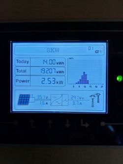 Wyświetlacz falownika pokazujący dane o produkcji energii elektrycznej
