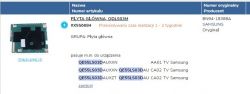 Zdjęcie komponentów elektronicznych i lista modeli TV.