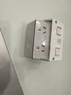 DETA Grid Connect Smart outdoor double socket in a white casing.