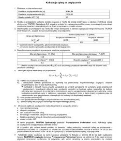 Dokument z kalkulacją opłaty za przyłączenie energetyczne od TAURON Dystrybucja.