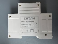 WiFi circuit breaker by DEWIN, model RMDT-1PNL 63, rated for 63A and 230V operation.