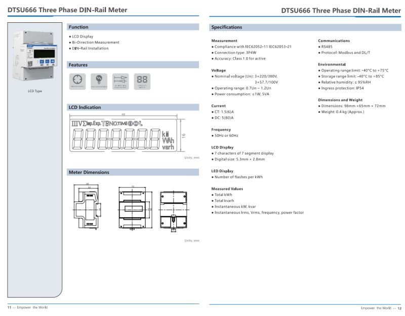 The DTSU666 bidirectional, three-phase electricity meter and data retrieval via Modbus on the ESP32