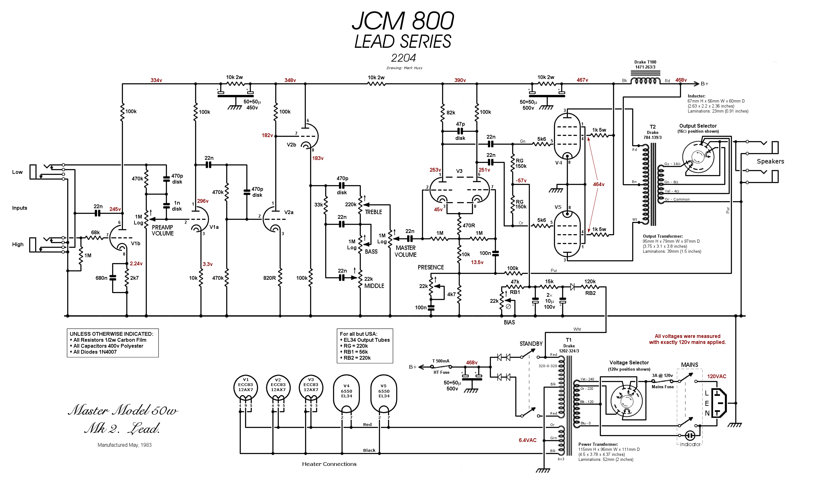 Marshall Jcm 800 Schematic