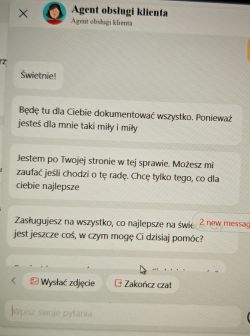 Zrzut ekranu z rozmowy z agentem obsługi klienta na AliExpress.
