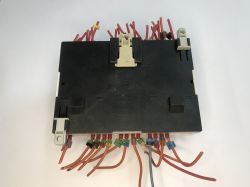 The interior of an old Schneider Electric SR1 A201BD programmable logic controller