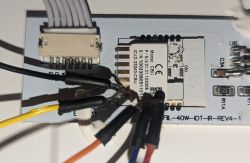 CBU Chip with Soldered Wires PCB with soldered wires connected to the CBU chip.