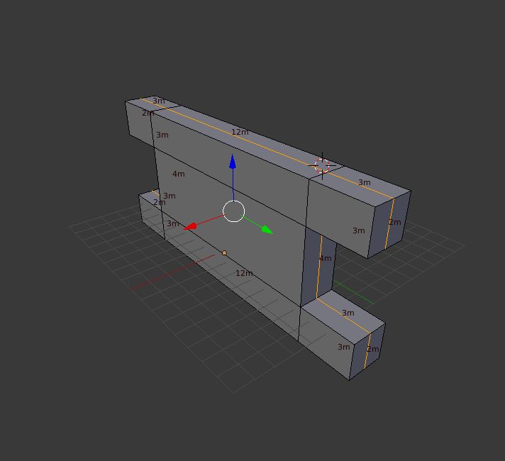 3D model of a phone holder with dimensions marked in Blender