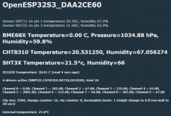 Screenshot of OpenESP32S3_DAA2CE60 unit with readings from various temperature and humidity sensors.