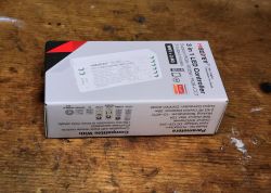 MIBOXER 3 in 1 LED Controller (WiFi + 2.4G) packaging on a wooden table.