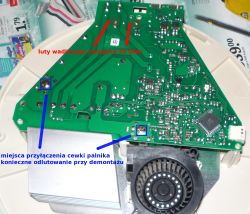 The image shows a circuit board with labels indicating solder points and a 39 Ohm resistor.