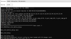OpenBeken log screen on USB-TTL port showing configuration details.
