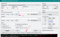 Zrzut ekranu programu AVRDUDESS 2.18 z ustawieniami do programowania ATmega8 przez Arduino jako ISP.
