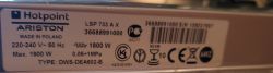 Etykieta znamionowa zmywarki Hotpoint Ariston LSP 733 A X z danymi technicznymi i kodem kreskowym
