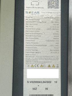 Nameplate of the SOFAR 6.6KTLX-G3 inverter.