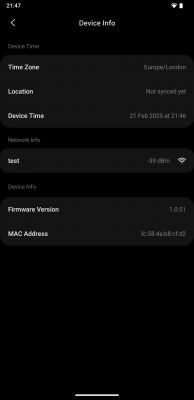 Device information screen on a mobile phone.