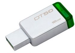 USB DT50 flash drive with 16GB capacity and a green cap, facing a firmware error.