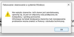 Instalacja skanera w drukarce RICOH SP 112SU - Błąd i komunikat