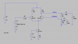 Schemat elektryczny z tranzystorami BC547C i elementami pasywnymi.