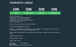 Thermostat user interface displaying settings and status.