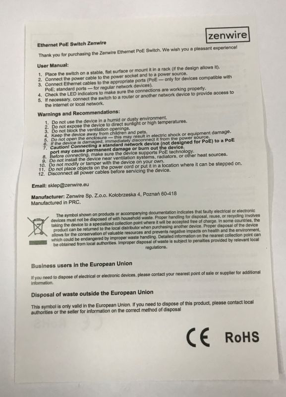 How is a PoE 60 W switch designed for monitoring constructed? Designed in Poland?