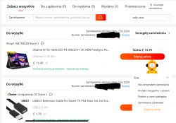 Widok strony internetowej z zamówieniami, pokazujący produkty do wysyłki.