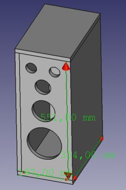 Rysunek kolumny trójdrożnej z oznaczeniami wymiarów.