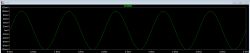 Sinusoida V(n005) w LTspice (0–5 ms) Wykres napięcia w LTspice: zielona sinusoida V(n005) na czarnym tle, 0–5 ms i ok. ±100 mV