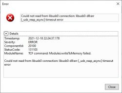 Błąd programowania pamięci przez klon AVR MKII na Microchip Studio i Windows 10