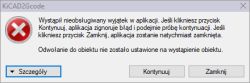 Error dialog from KiCAD2Gcode stating an unhandled exception occurred