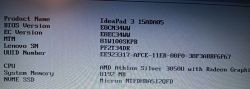 Ekran BIOS z informacjami o Lenovo IdeaPad 3 15ADA05 i wersji BIOS E8CN34WW