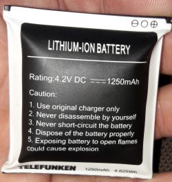 Poszukiwany model baterii TELEFUNKEN GB/T18287-2000 4,2V o wymiarach 5,4x5,2x0,35cm