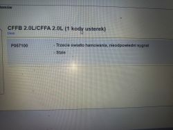 Kod błędu P057100: trzecie światło hamowania, nieodpowiedni sygnał