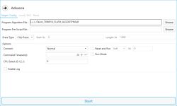 JTAG programming config window with FLASH algorithm file and erase options