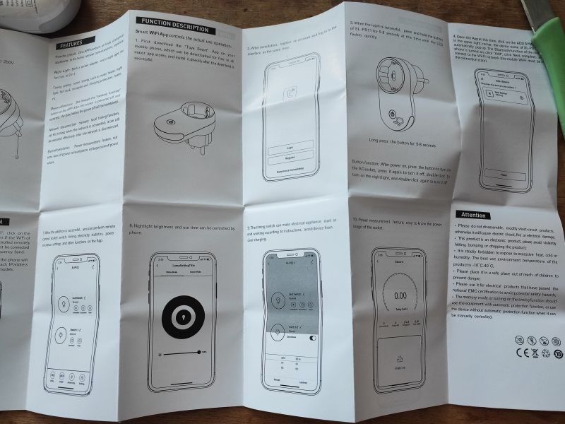 Instrukcja obsługi smart wtyczki z podświetleniem LED i funkcjami pomiaru.