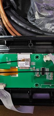 Printed circuit board with communication module and connected wires