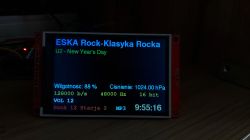 ILI9488 display showing internet radio interface with sound and sensor data