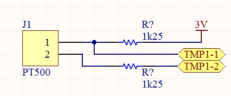 Czy schemat pomiaru temperatury z PT500 i prądem 1mA jest poprawny?