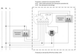 Schemat połączeń elektrycznych dla sterownika STR-3P z centralnym i lokalnym sterowaniem.