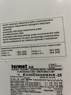 Termet Ecocondens 25 Gold Plus nie grzeje mimo wskazań sterownika Salus