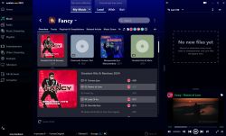 Interfejs programu Audials One z wyświetlonymi albumami i utworami muzycznymi.