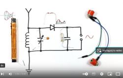 Szkic obwodu radiowego z elementami elektronicznymi