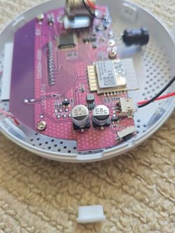 Image of the interior of a gas detector showing the circuit board and components.