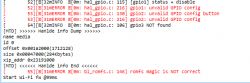 Console display showing GPIO configuration errors and a romfs issue for BL602.