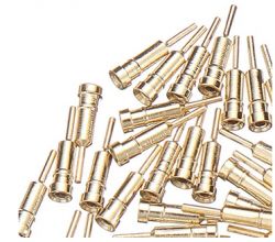 Metal Pins for Electronic Connections Set of metal pins with a gold-plated finish.